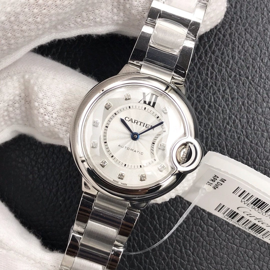 CARTIER BALLON BLEU 33MM AUTOMATIC WHITE DIAL DIAMOND HOUSE MAKER