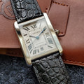 CARTIER TANK SOLO XI 41 STEEL CASE BLACK LEATHER STRAP