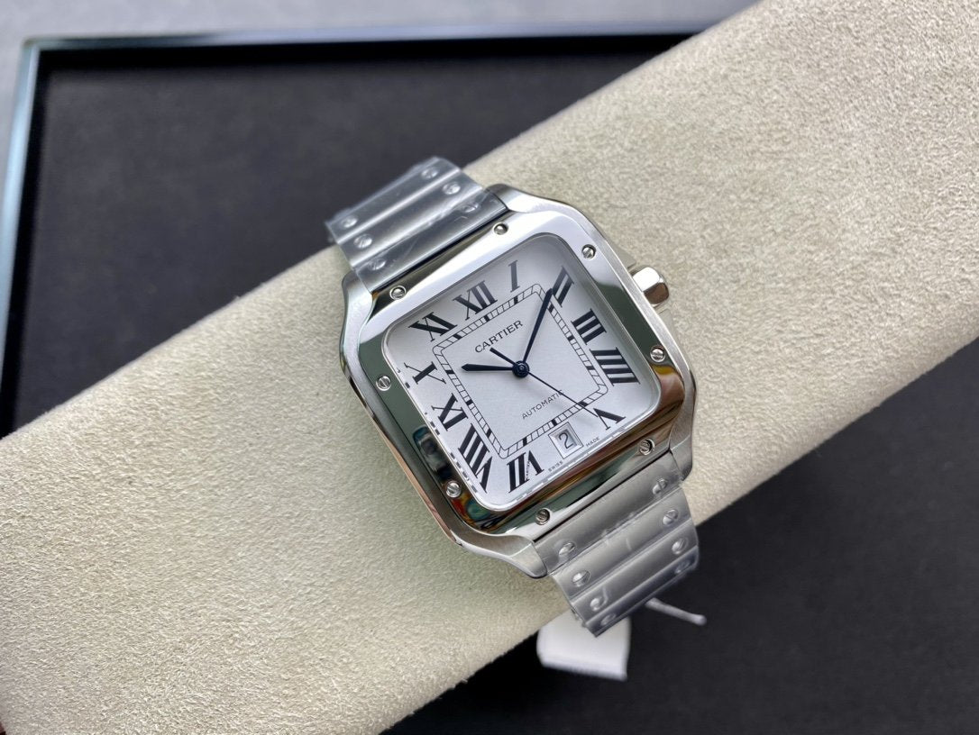 CARTIER SANTOS DE CARTIE LARGE STEEL CASE WHITE DIAL