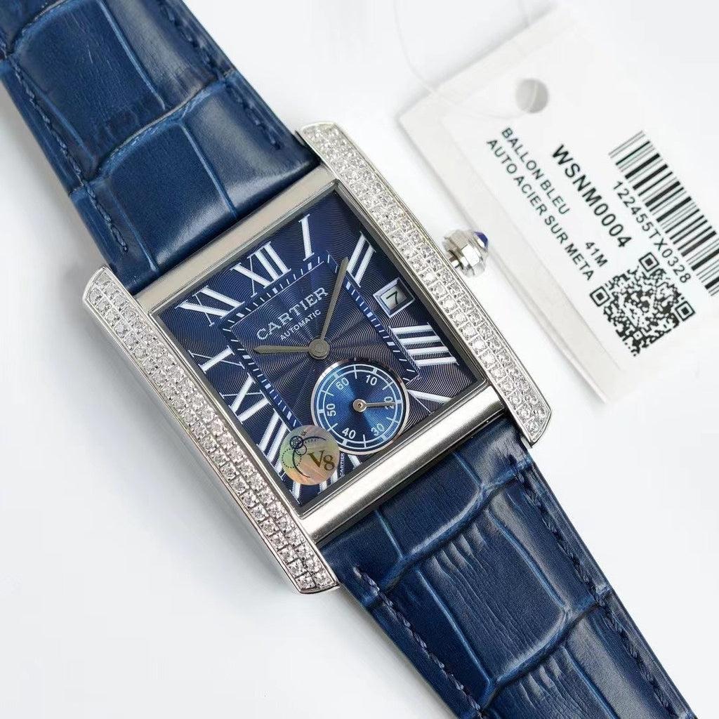 CARTIER TANK MC LADIES SECOND TIME DIAMOND BEZEL