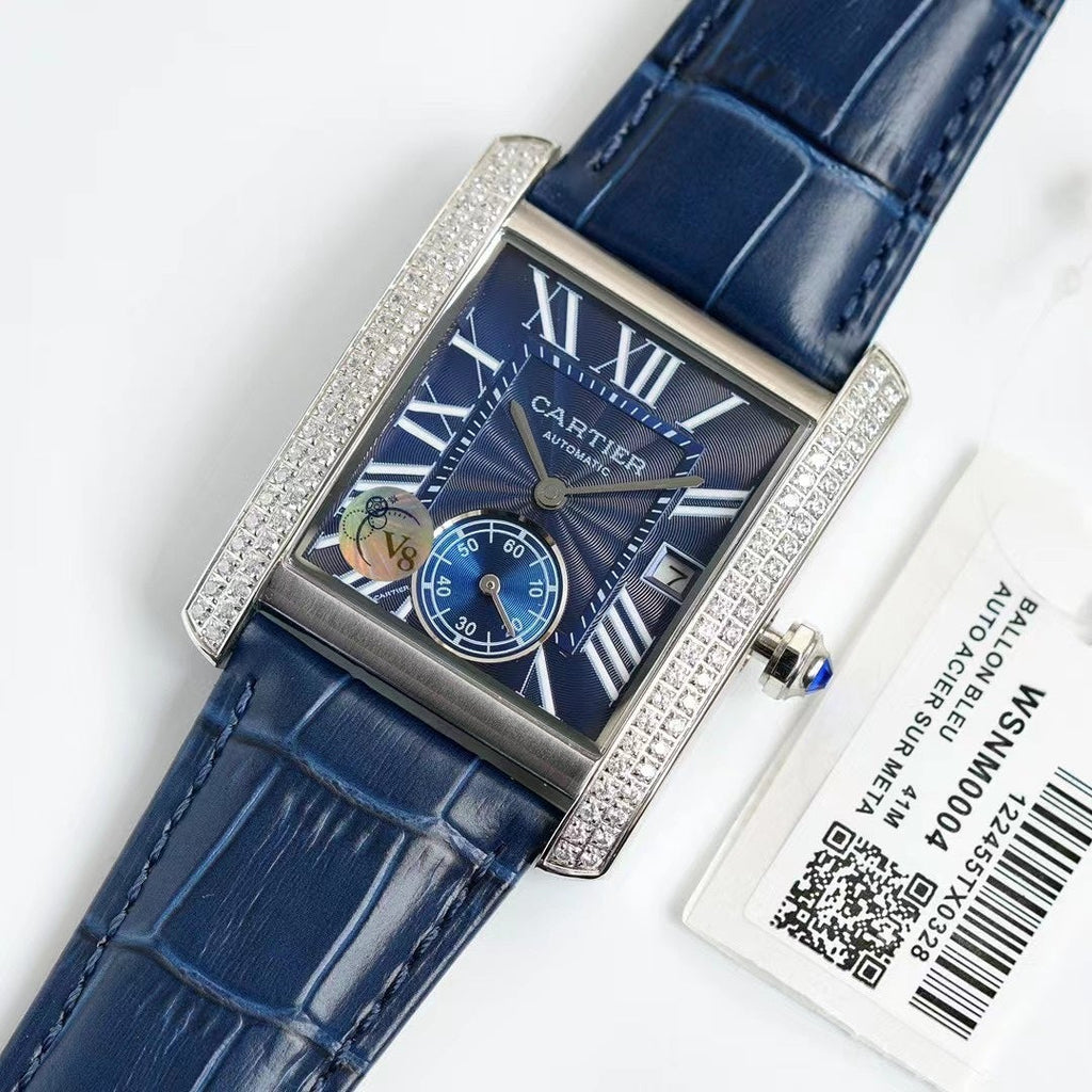 CARTIER TANK MC LADIES SECOND TIME DIAMOND BEZEL