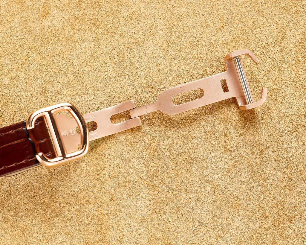 CARTIER BALLON BLEU 33MM ROSE GOLD CASE PINK DIAL LEATHER STRAP