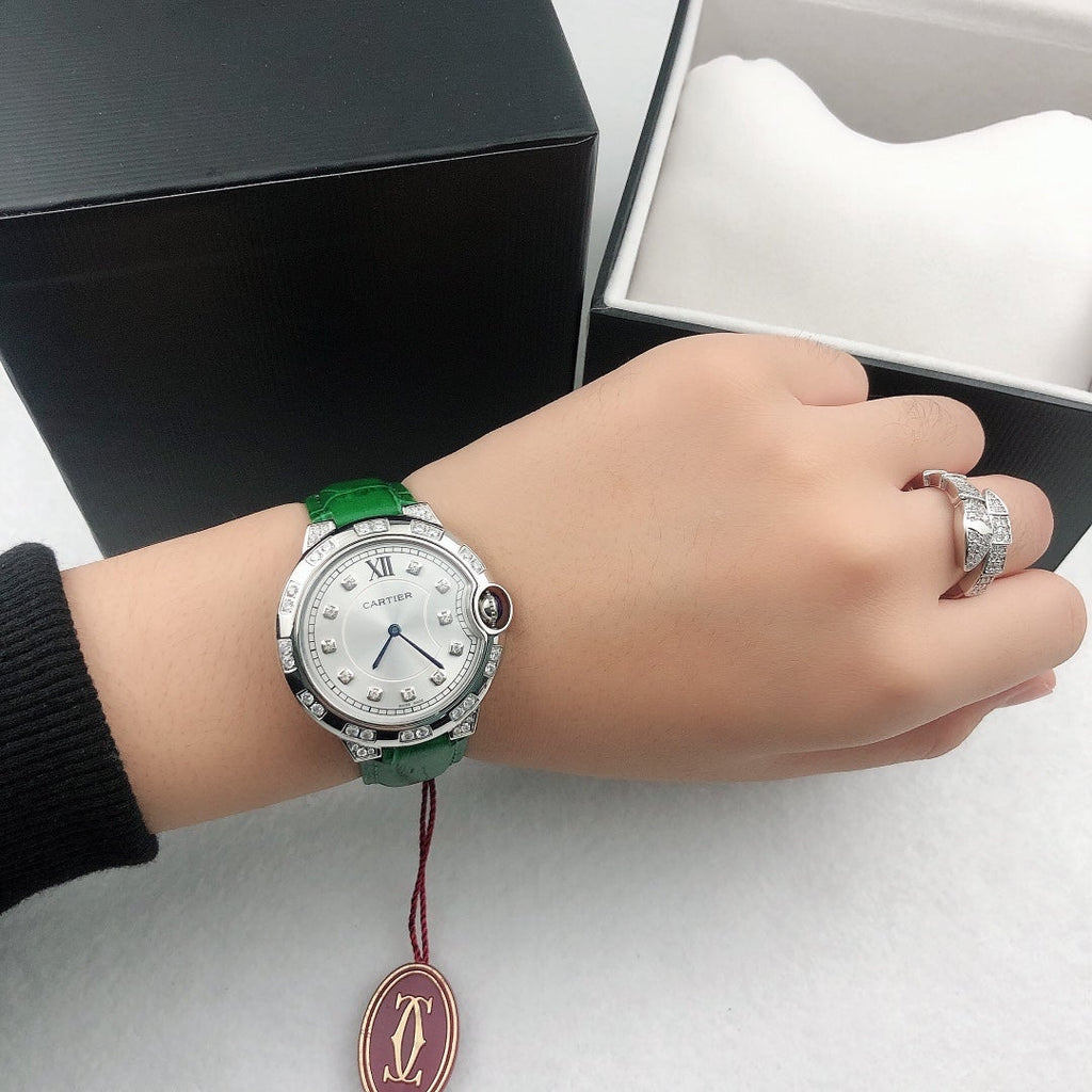 CARTIER BALLON BLEU 36MM STEEL CASE DIAMOND NUMERALS