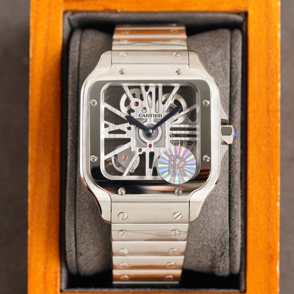 CARTIER SANTOS DE CARTIE STAINLES STEEL SKELETON DIAL