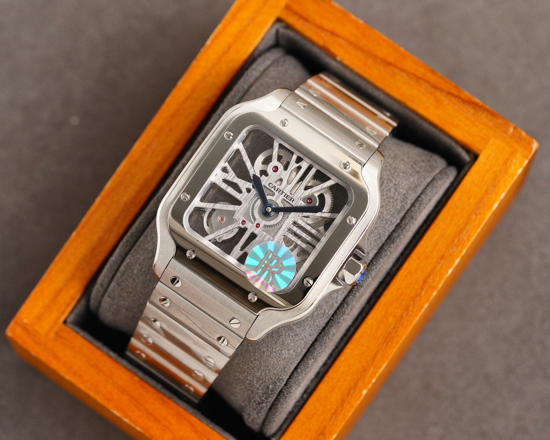 CARTIER SANTOS DE CARTIE STAINLES STEEL SKELETON DIAL