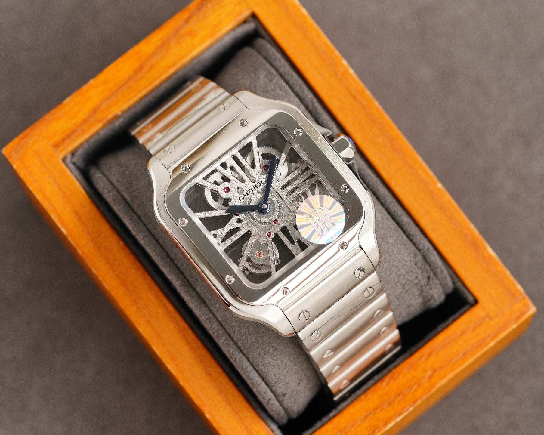 CARTIER SANTOS DE CARTIE STAINLES STEEL SKELETON DIAL