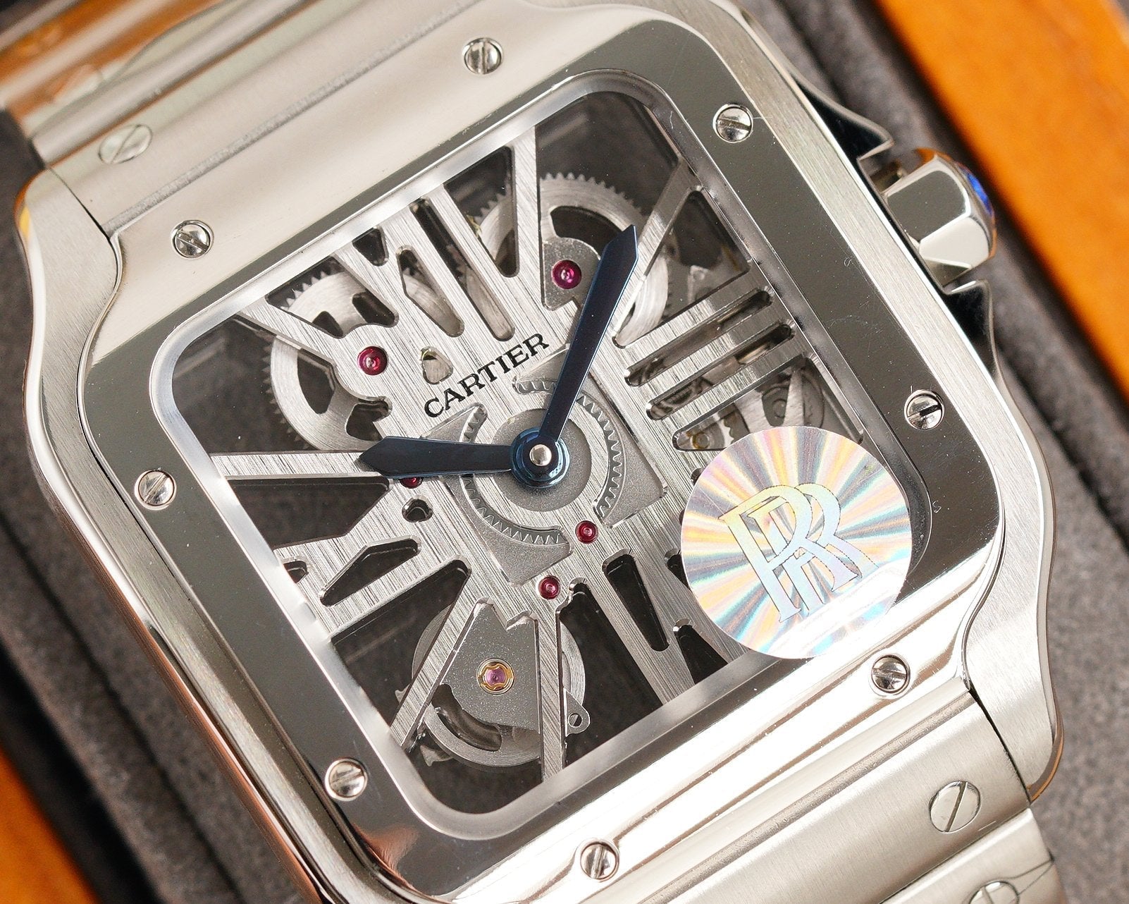 CARTIER SANTOS DE CARTIE STAINLES STEEL SKELETON DIAL