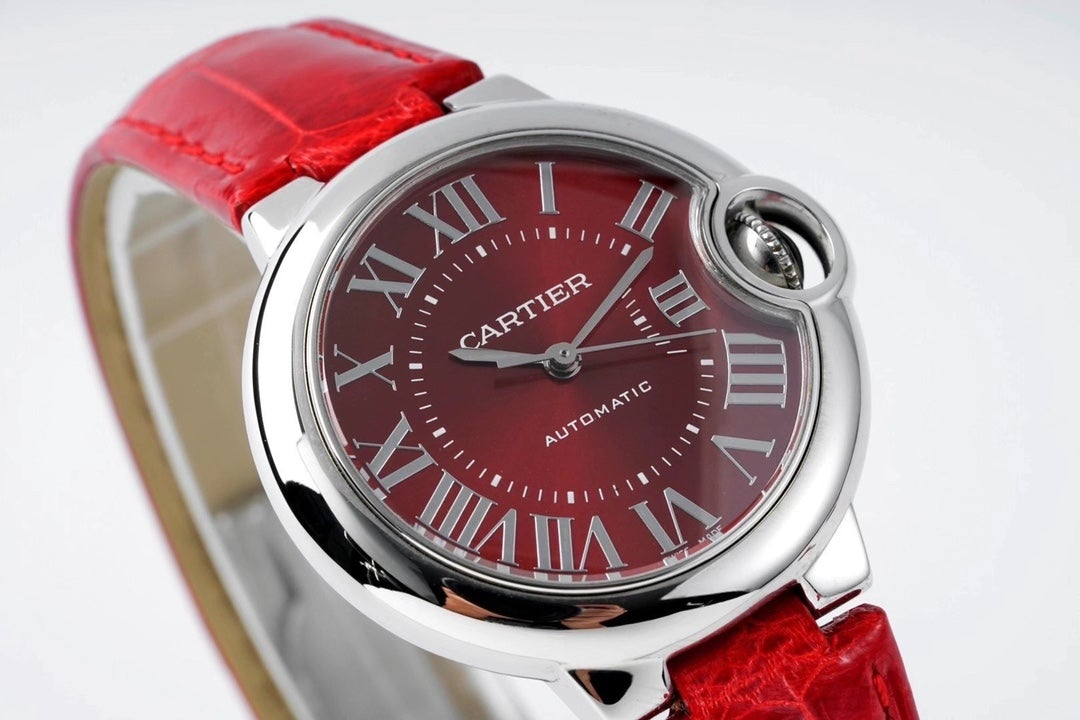 CARTIER BALLON BLEU 33MM AUTOMATIC RED DIAL LEATHER 2021