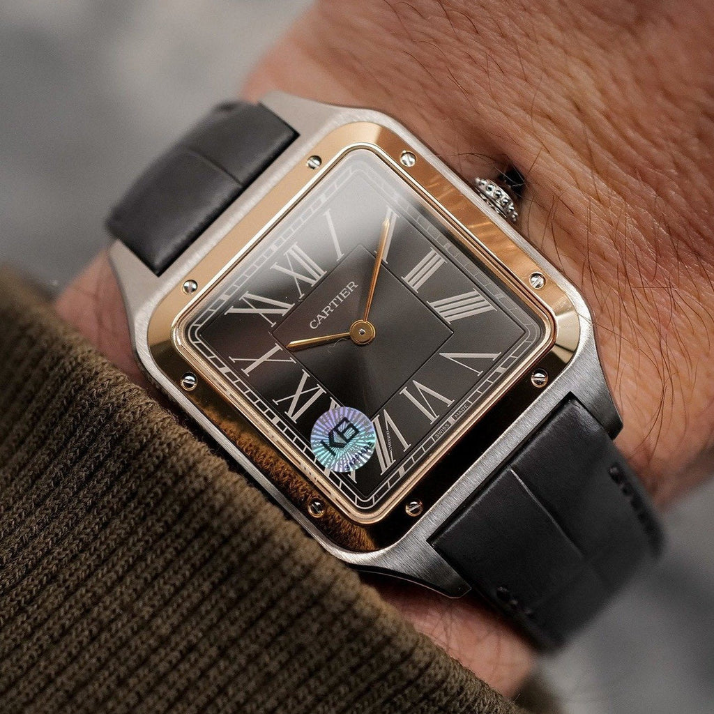 CARTIER SANTOS DUMONT XL GOLD STEEL LEATHER