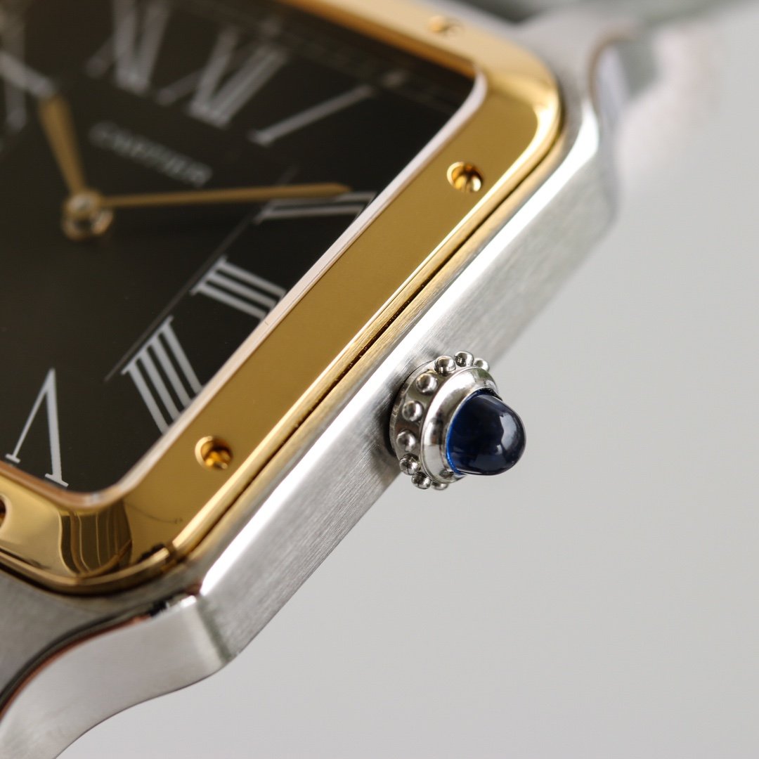 CARTIER SANTOS DUMONT XL GOLD STEEL LEATHER