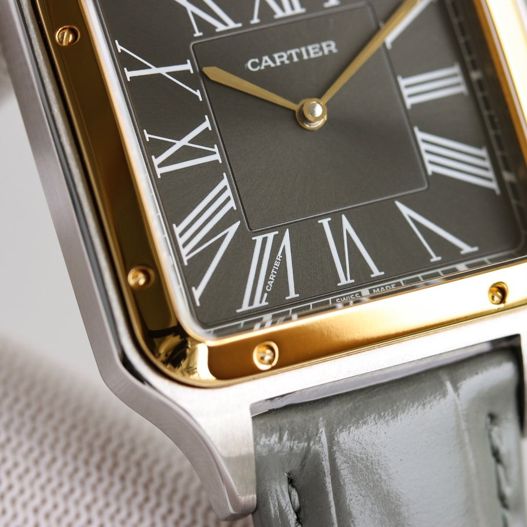 CARTIER SANTOS DUMONT XL GOLD STEEL LEATHER