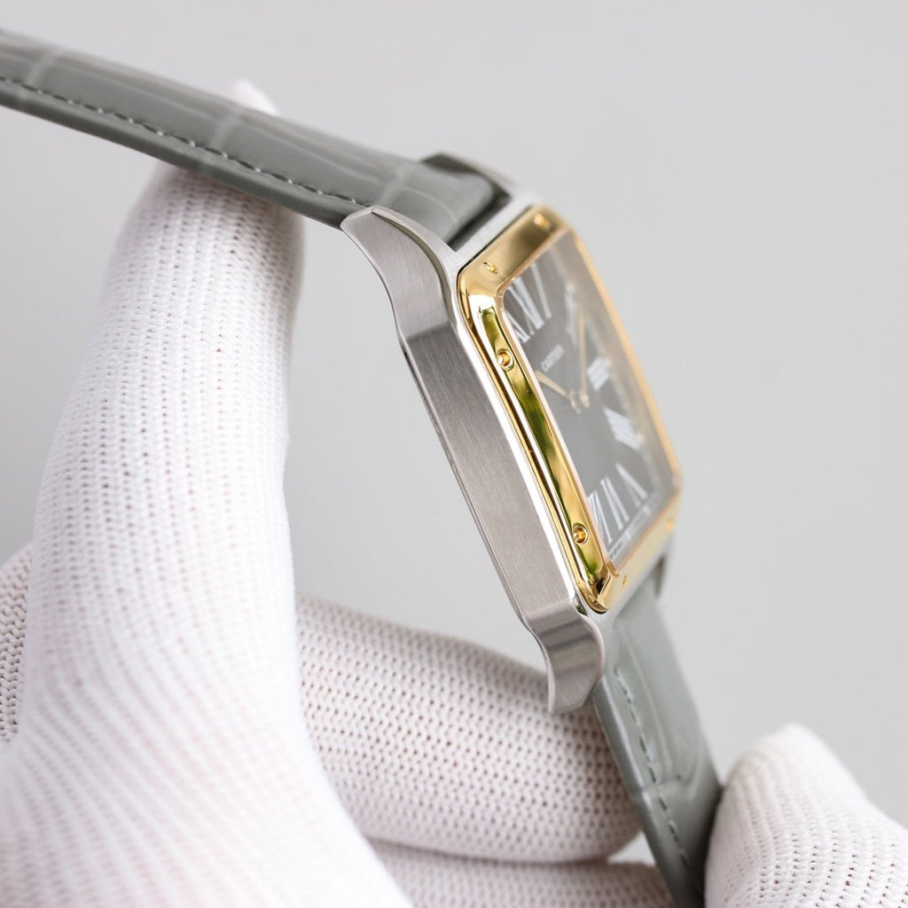CARTIER SANTOS DUMONT XL GOLD STEEL LEATHER