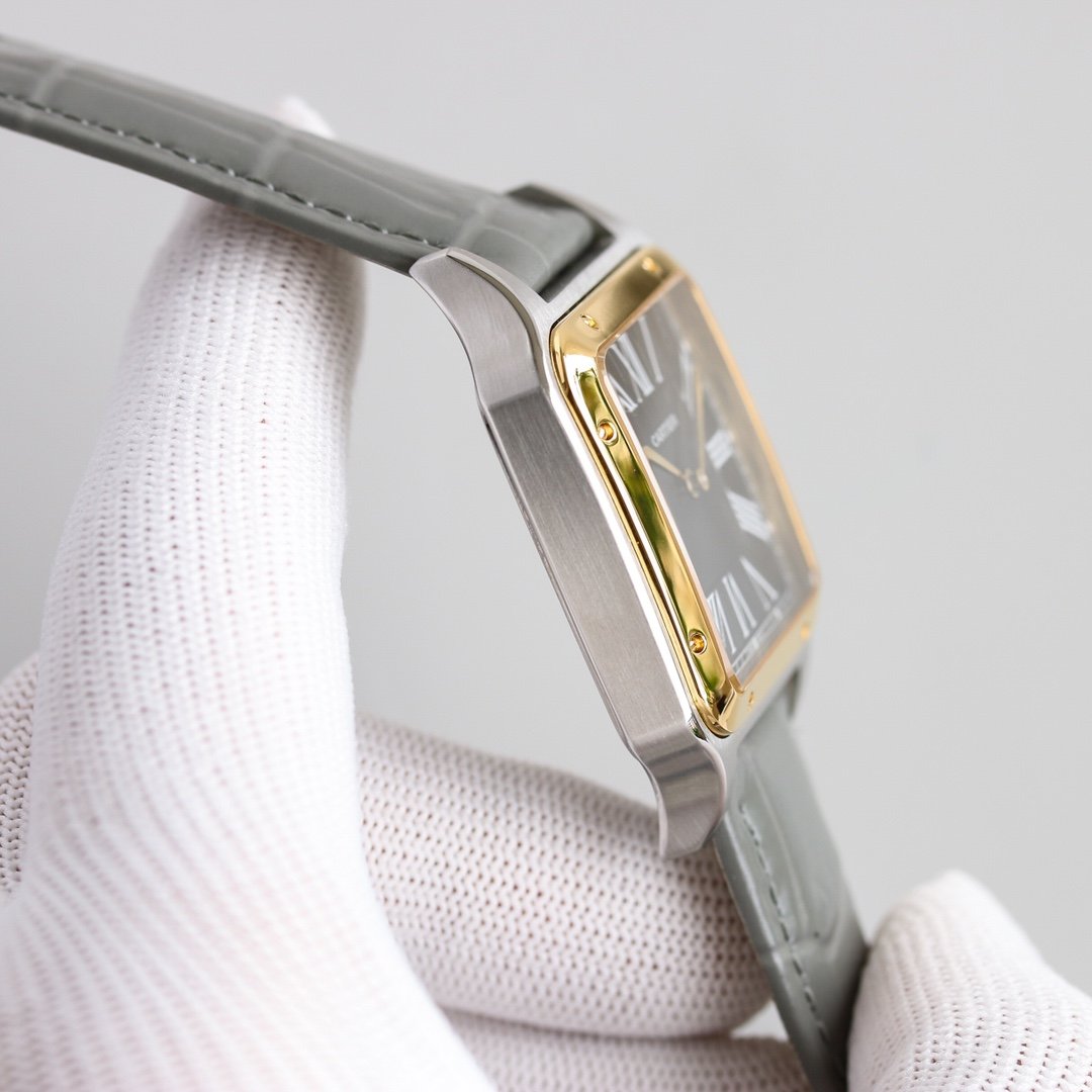 CARTIER SANTOS DUMONT XL GOLD STEEL LEATHER