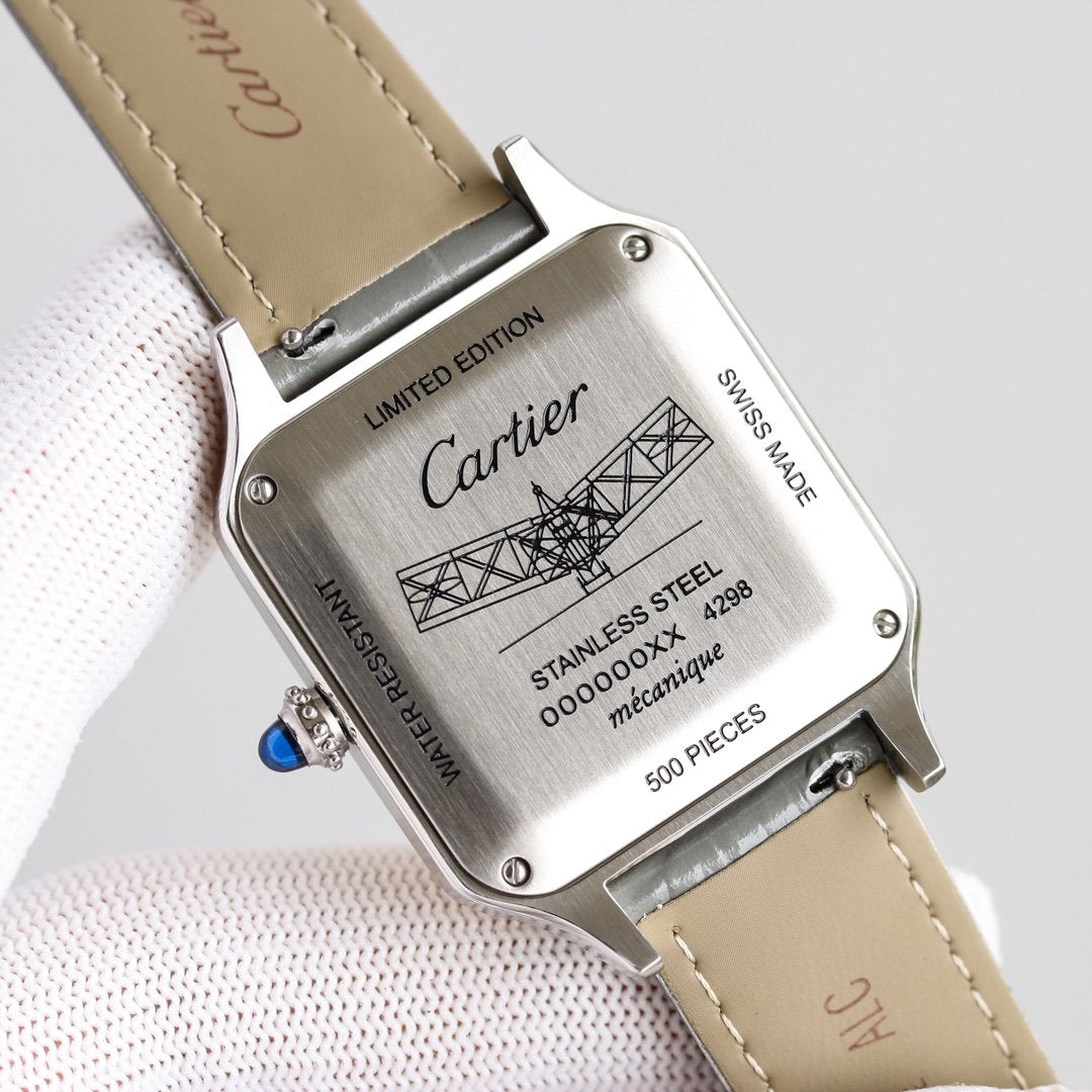 CARTIER SANTOS DUMONT XL GOLD STEEL LEATHER
