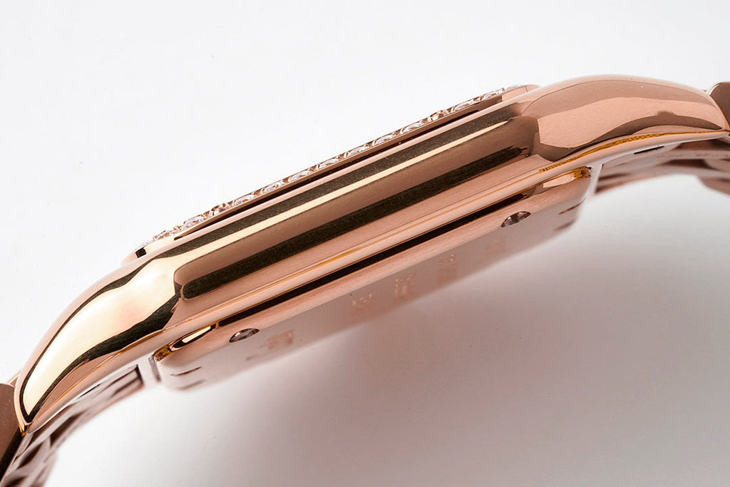 CARTIER PANTHERE 27MM PINK GOLD CASE DIAMOND BEZEL WHITE DIAL