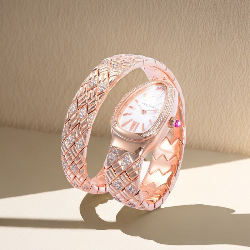 BVLGARI SERPENTI SPIGA 35 PINK GOLD WHITE DIAL