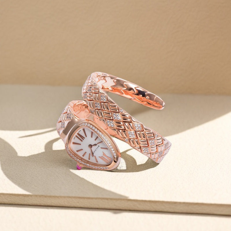 BVLGARI SERPENTI SPIGA 35 PINK GOLD WHITE DIAL
