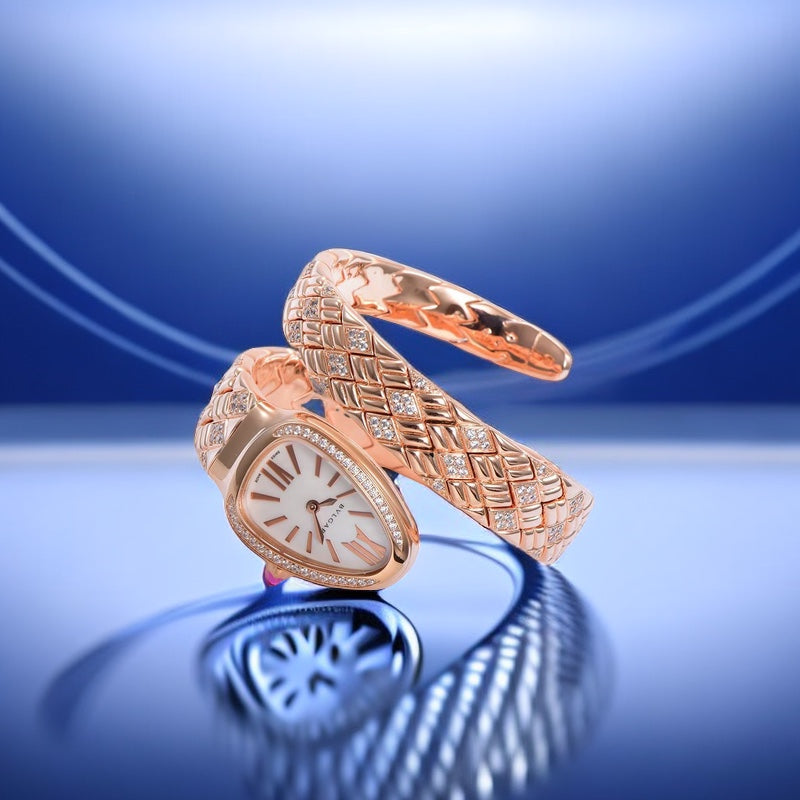 BVLGARI SERPENTI SPIGA 35 PINK GOLD WHITE DIAL