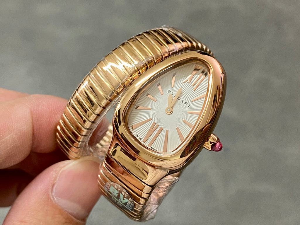 BVLGARI SERPENTI SPIGA PINK GOLD CERAMIC WHITE DIAL