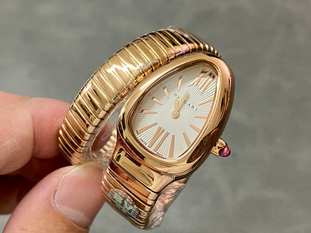 BVLGARI SERPENTI SPIGA PINK GOLD CERAMIC WHITE DIAL
