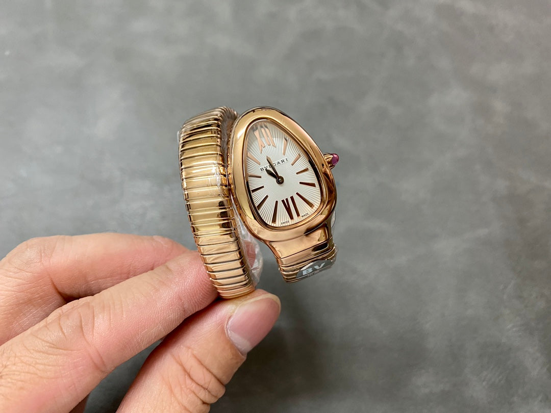 BVLGARI SERPENTI SPIGA PINK GOLD CERAMIC WHITE DIAL