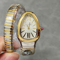 BVLGARI SERPENTI SPIGA GOLD SILVER CERAMIC WHITE DIAL