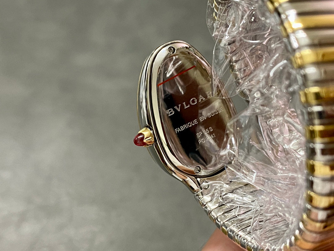 BVLGARI SERPENTI SPIGA GOLD SILVER CERAMIC WHITE DIAL