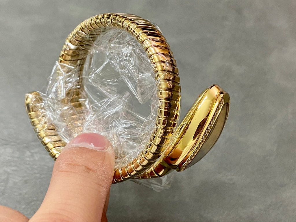 BVLGARI SERPENTI SPIGA GOLD DIAMOND BEZEL WHITE DIAL