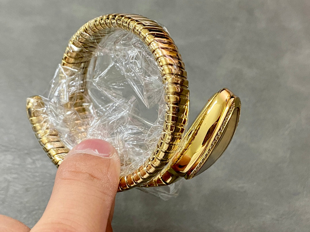 BVLGARI SERPENTI SPIGA GOLD DIAMOND BEZEL WHITE DIAL