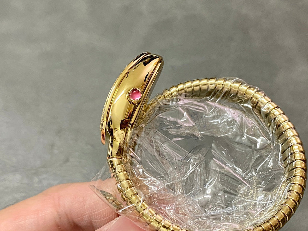 BVLGARI SERPENTI SPIGA GOLD DIAMOND BEZEL WHITE DIAL