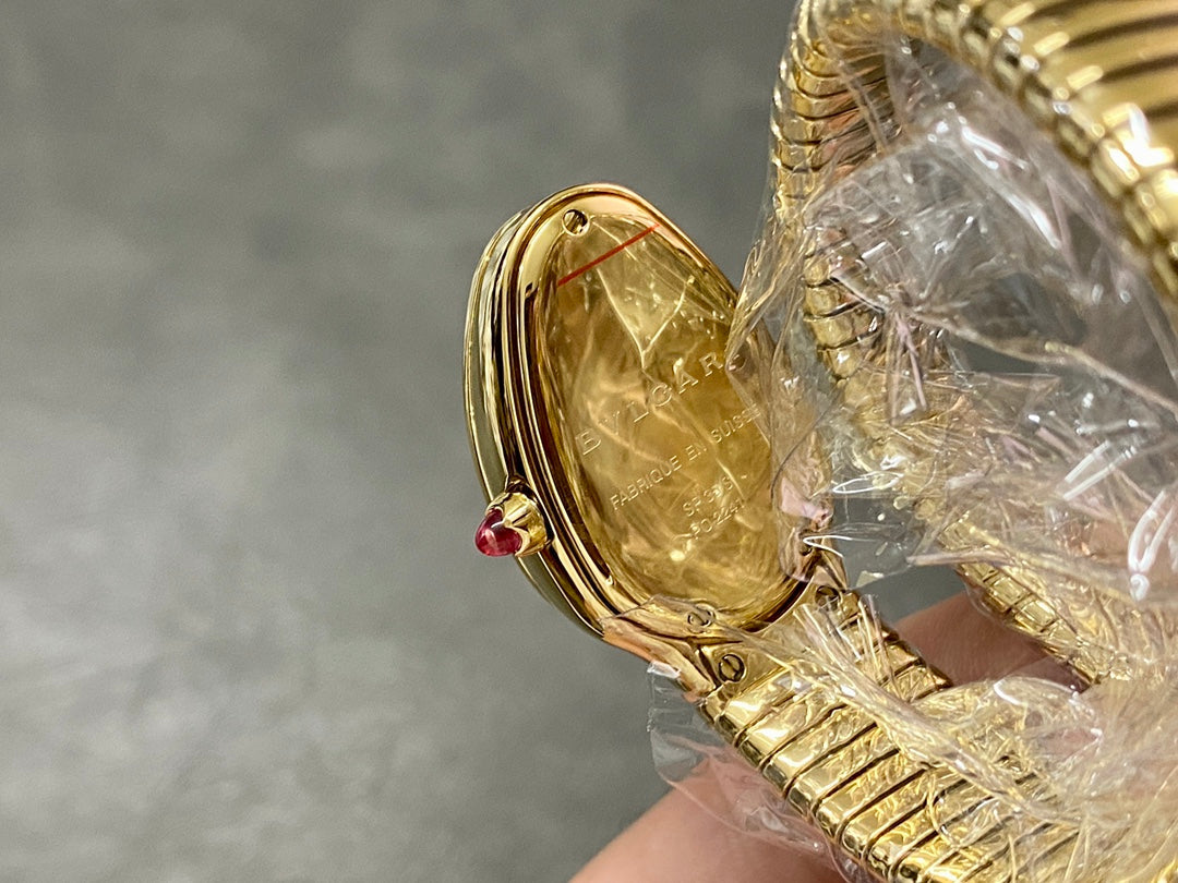 BVLGARI SERPENTI SPIGA GOLD DIAMOND BEZEL WHITE DIAL