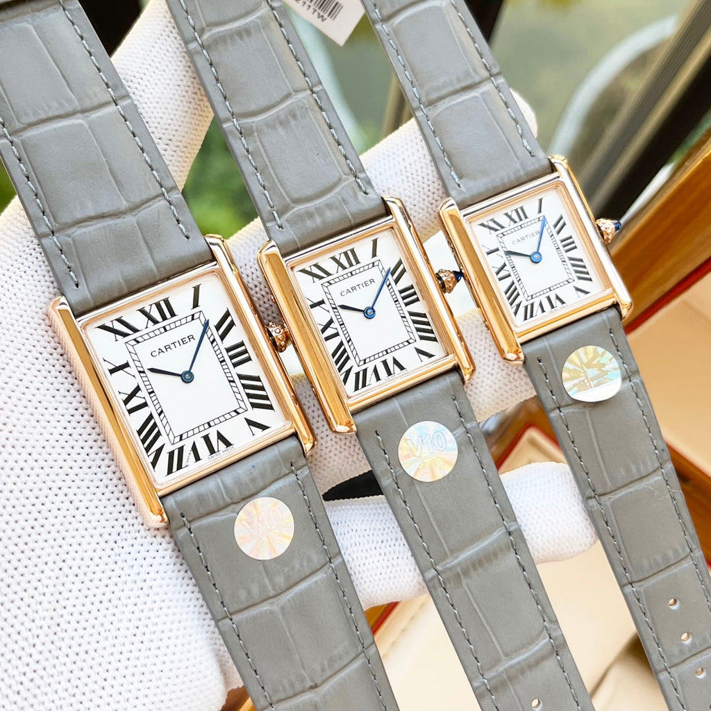 CARTIER TANK MUST PINK GOLD CASE LEATHER