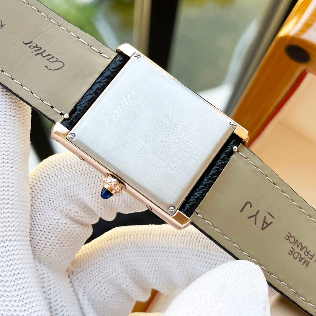 CARTIER TANK MUST PINK GOLD CASE LEATHER