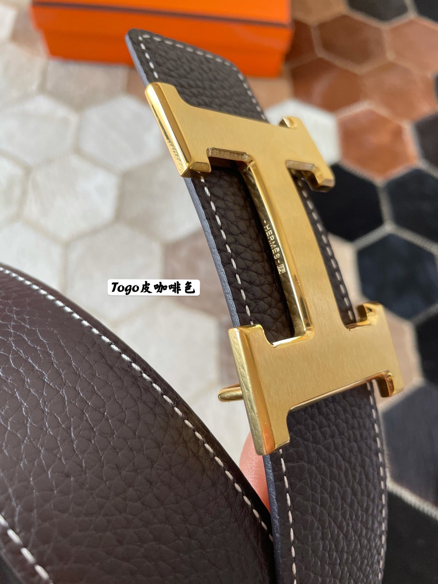 HERMES CONSTANCE BELT BUCKLE & REVERSIBLE CHOCOLATE BROWN LEATHER STRAP 38MM GOLD HARDWARE