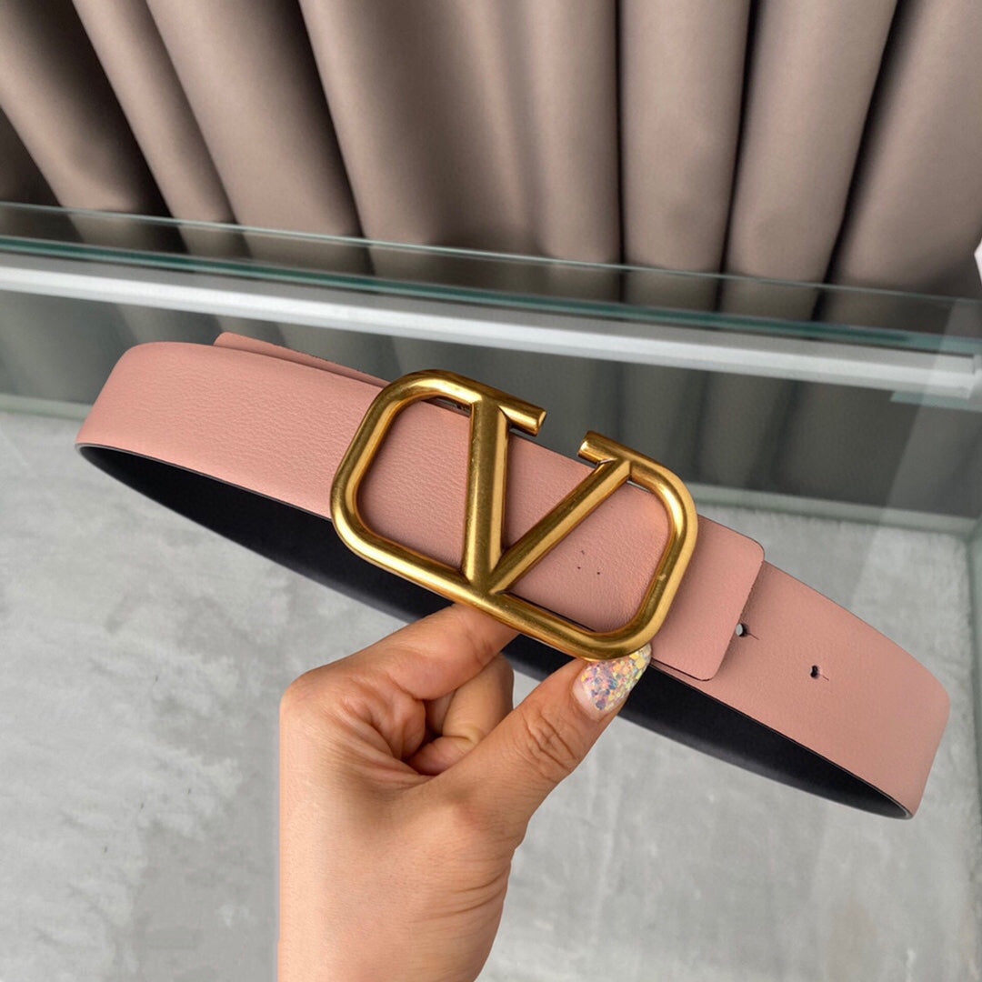 VALENTINO REVERSIBLE VLOGO SIGNATURE BELT IN GLOSSY BLACK BEIGE CALFSKIN GHW 40 MM