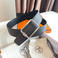 HERMES TUBE H BELT SILVER BUCKLE & REVERSIBLE DARK BROWN LEATHER STRAP 38MM