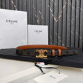 CELINE CL TRIOMPHE 25 MM BELT IN MONOGRAM BROWN CALFSKIN GOLD HARDWARE