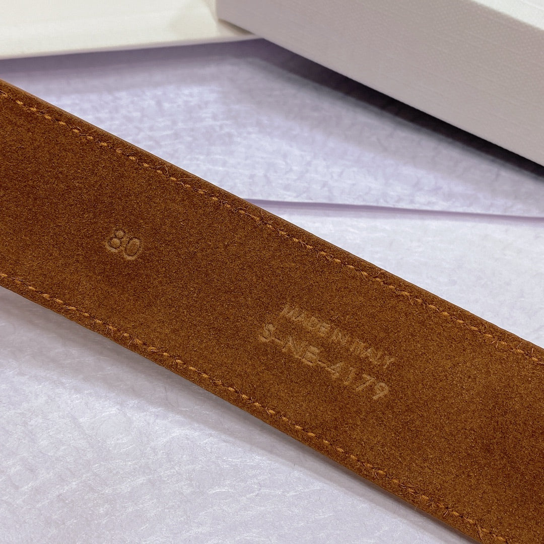 CELINE CL LARGE 35MM TWIN TRIOMPHE BELT IN BRONZE BROWN CALFSKIN GOLD HARDWARE
