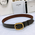 CELINE CL LARGE 35 MM BELT IN BLACK AND BROWN CALFSKIN GOLD HARDWARE