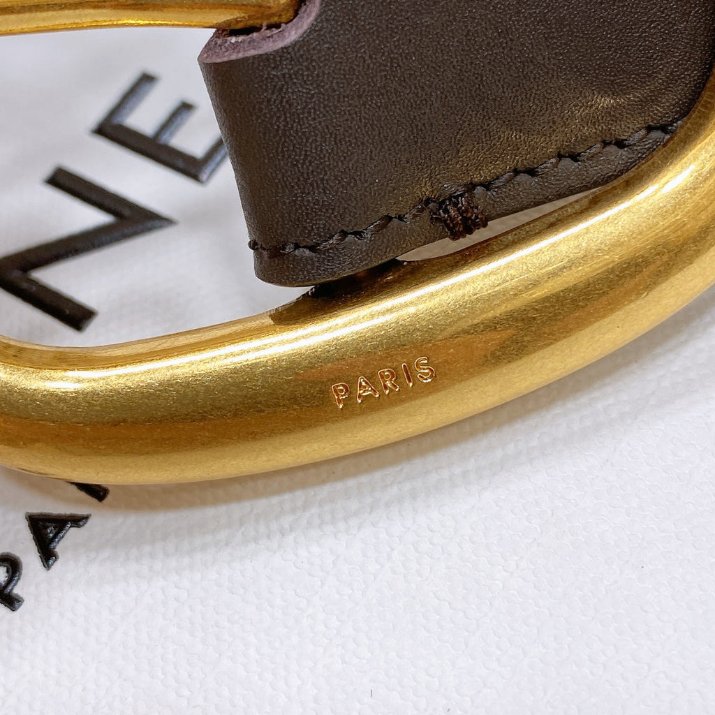 CELINE CL LARGE 35 MM BELT IN BLACK AND BROWN CALFSKIN GOLD HARDWARE