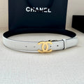 CHANEL 30MM BELT IN WHITE AND BLACK CALFSKIN WITH GOLD HARDWARE
