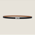 HERMES FOCUS BUCKLE & REVERSIBLE TAWNY BROWN AND BLACK LEATHER STRAP 13MM SILVER HARDWARE