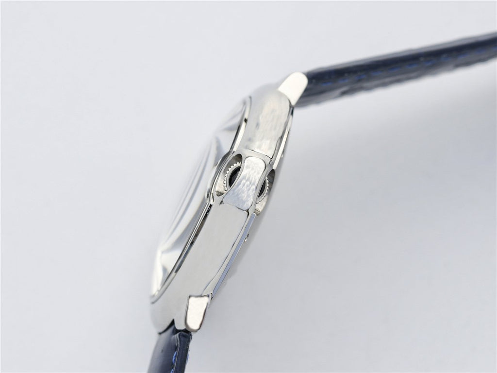 CARTIER BALLON BLEU 42 BLUE DIAL LEATHER BRACELET
