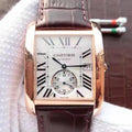 CARTIER TANK MC ROSE GOLD 41 BROWN LEATHER STRAP