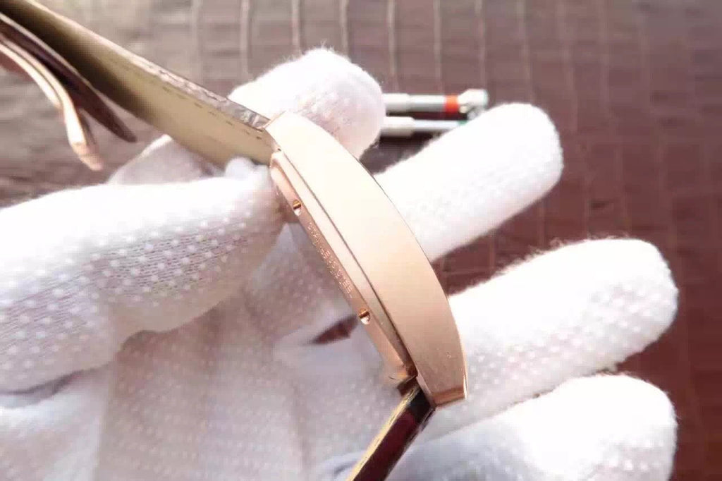 CARTIER TANK MC ROSE GOLD 41 BROWN LEATHER STRAP