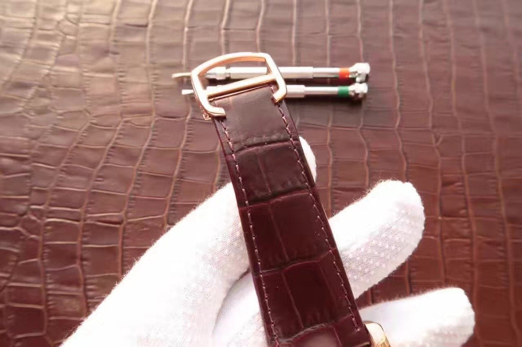 CARTIER TANK MC ROSE GOLD 41 BROWN LEATHER STRAP