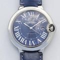 CARTIER BALLON BLEU 42 BLUE DIAL LEATHER BRACELET