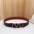 VALENTINO Vlogo Wine Gold Buckle Belt 40mm Wine Black Leather