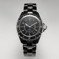 CHANEL J12 Date Automatic Black Ceramic White Numerals Black Dial White Steel Hands