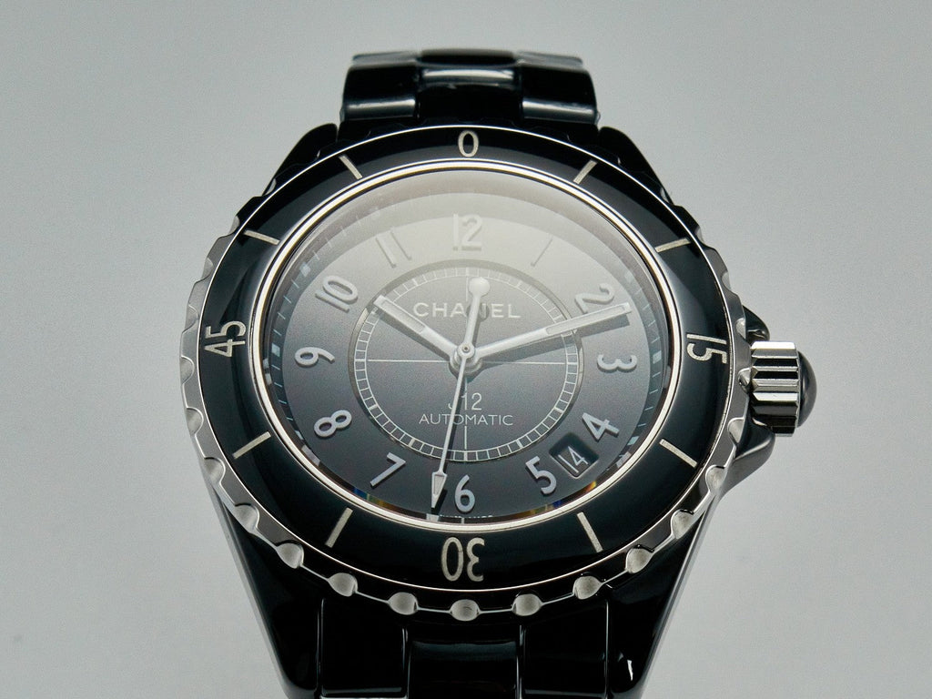 CHANEL J12 Date Automatic Black Ceramic White Numerals Black Dial White Steel Hands